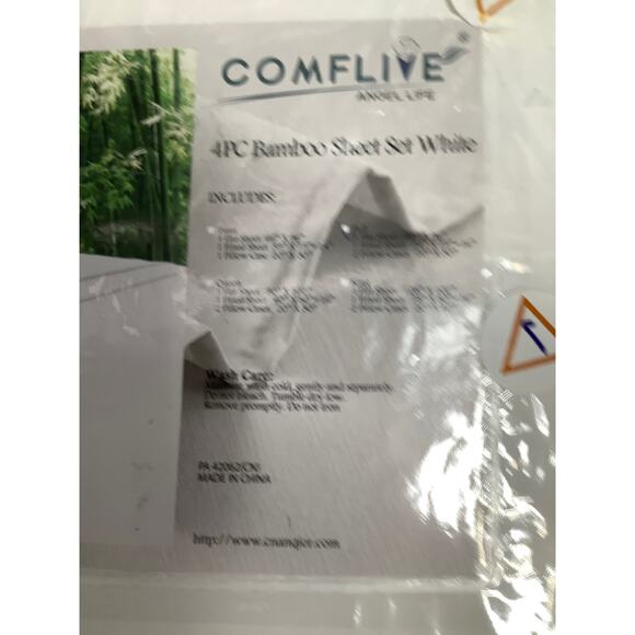 Comflive Angel l4 pc Bamboo sheet set B138 white - Picture 4 of 4